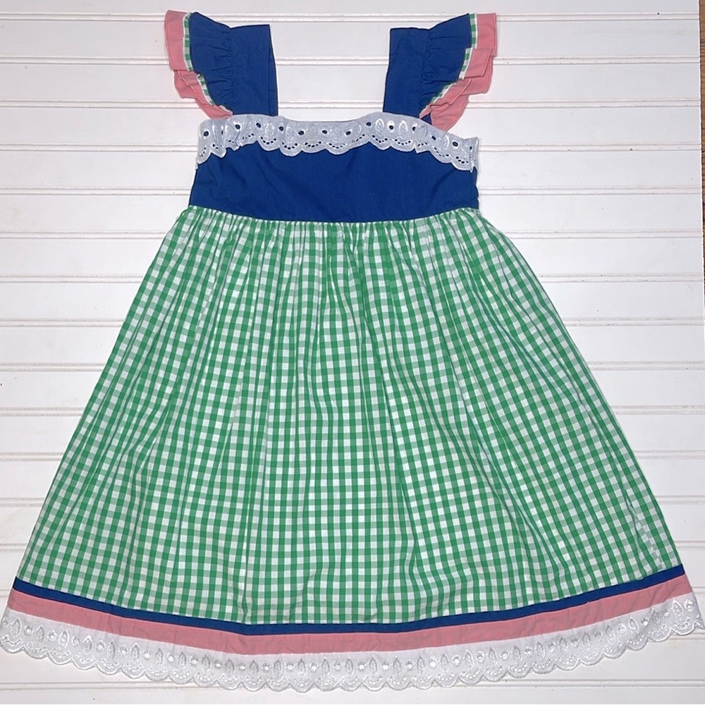 OFC BOUTIQUE EUC/NWOT Gingham Lace Ruffle Sleeve Picnic Dress
